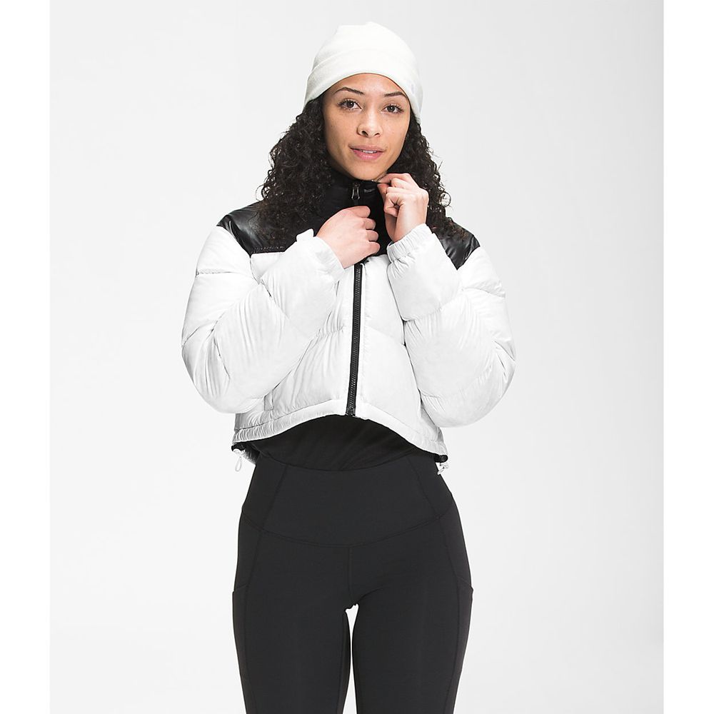 The North Face Nuptse Jacket Womens Australia - The North Face Short White / Black (VZD-109254)